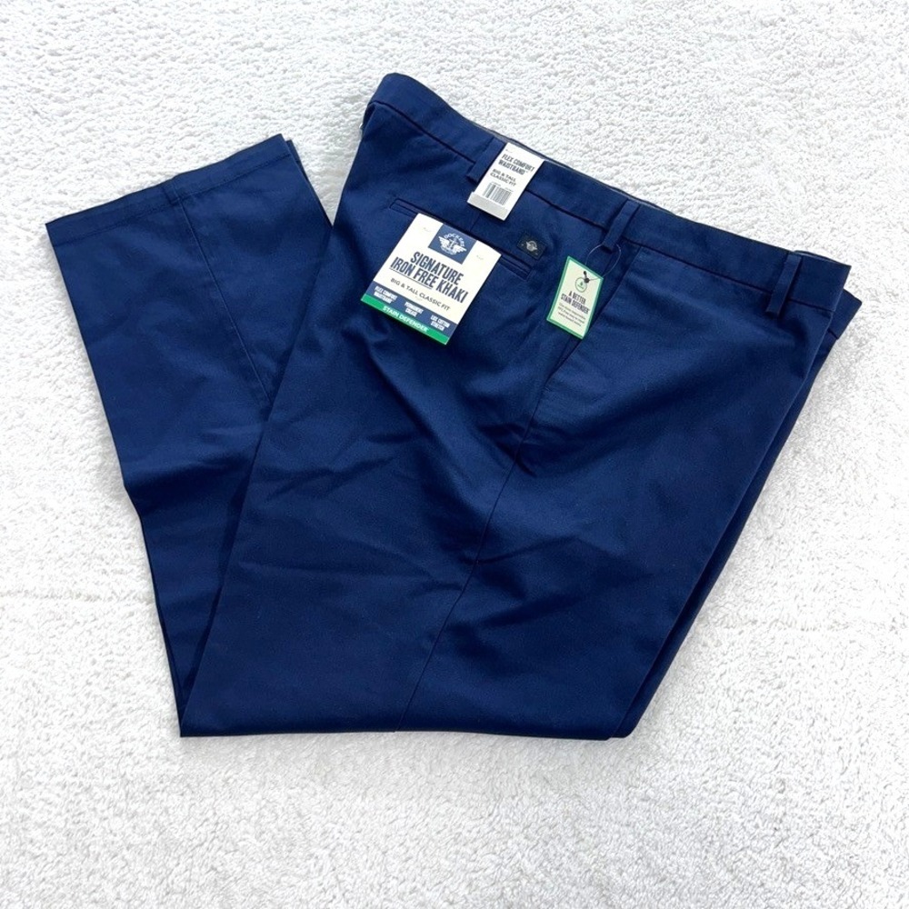 NEW Dockers Signature Khaki Pants Men's 44X32 Navy Blue Big & Tall Classic Fit